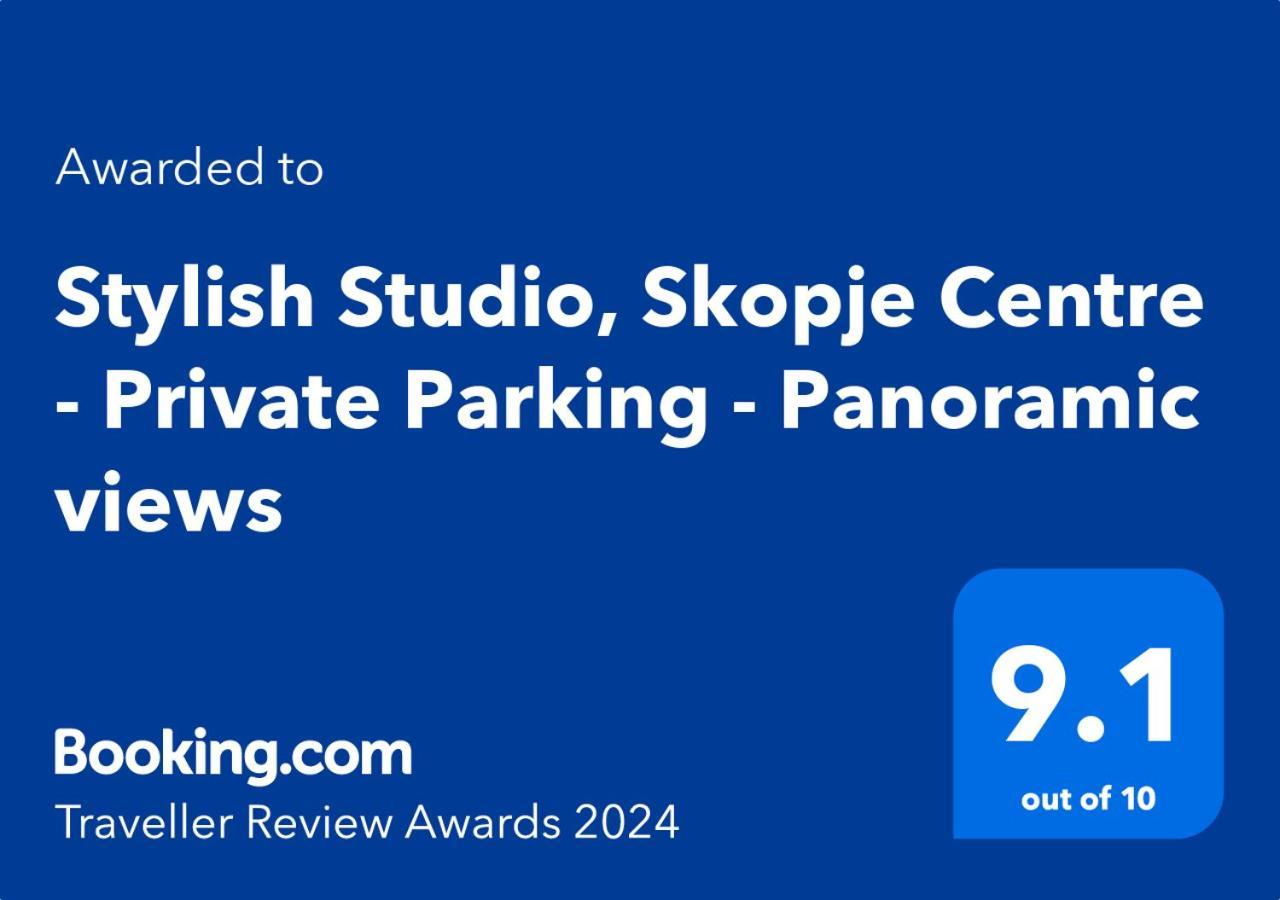Stylish Studio, Skopje Centre - Private Parking - Panoramic Views Exteriör bild